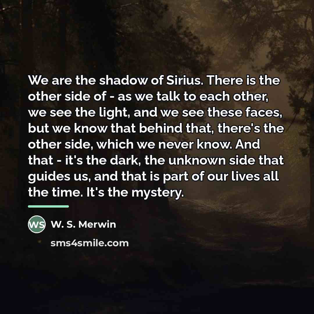 “We are the shadow of Sirius. There is the other…” quote by W. S. Merwin