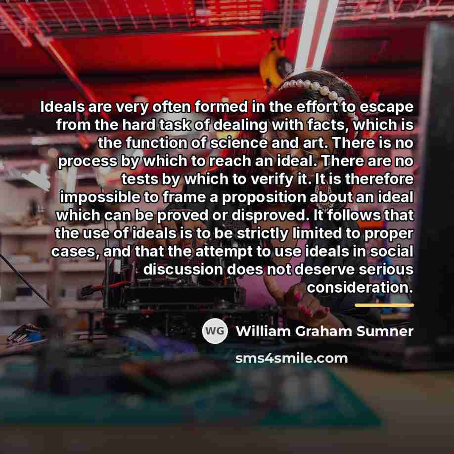 “Ideals are very often formed in the effort to escape…” quote by William Graham Sumner