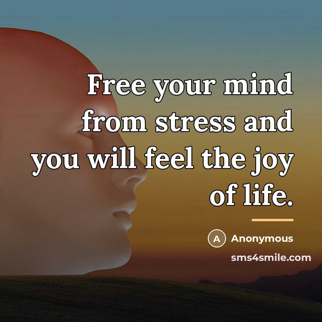 “Free your mind from stress and you will feel the…” quote by Anonymous