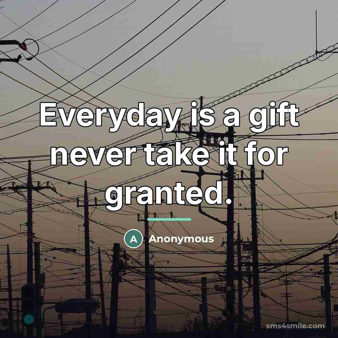 “Everyday is a gift never take it for granted.…” quote by Anonymous