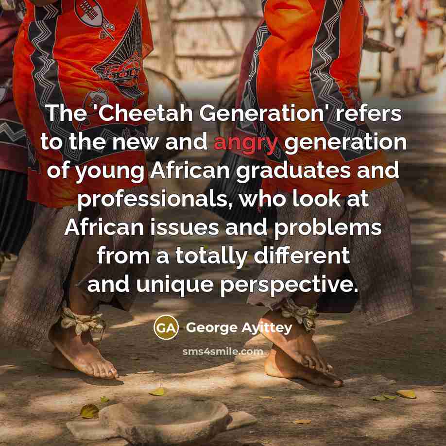 “The 'Cheetah Generation' refers to the new and angry generation…” quote by George Ayittey