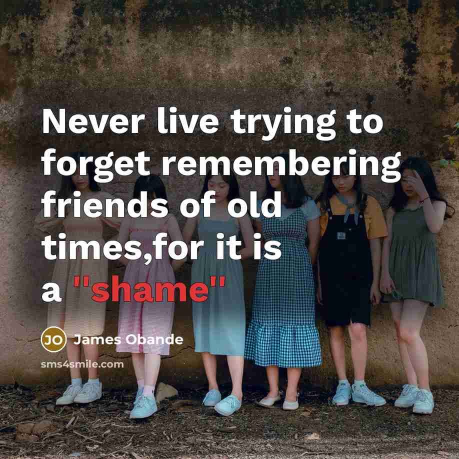 “Never live trying to forget remembering friends of old times,for…” quote by James Obande