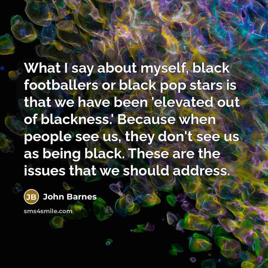 “What I say about myself, black footballers or black pop…” quote by John Barnes