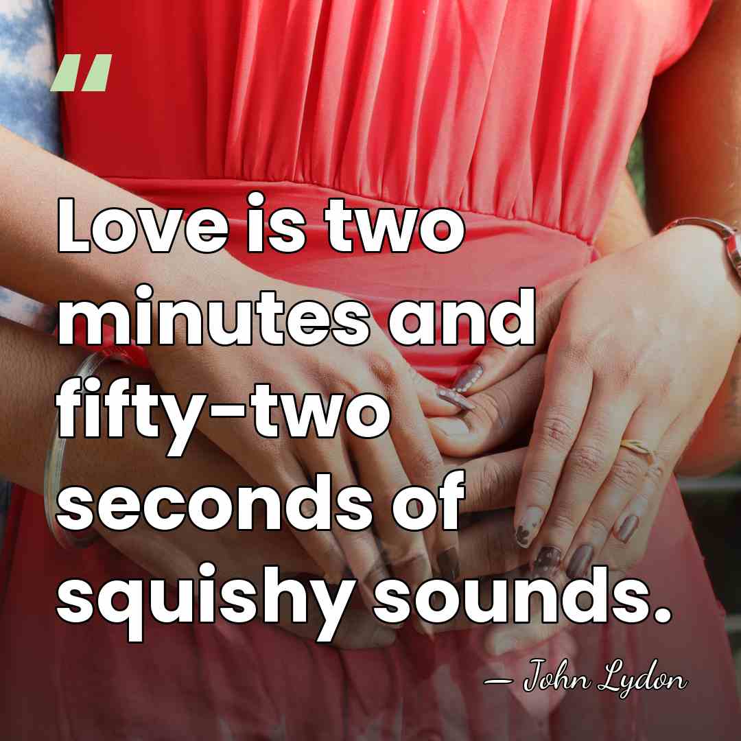 Love is two minutes and fifty-two seconds of squishy sounds. - John Lydon