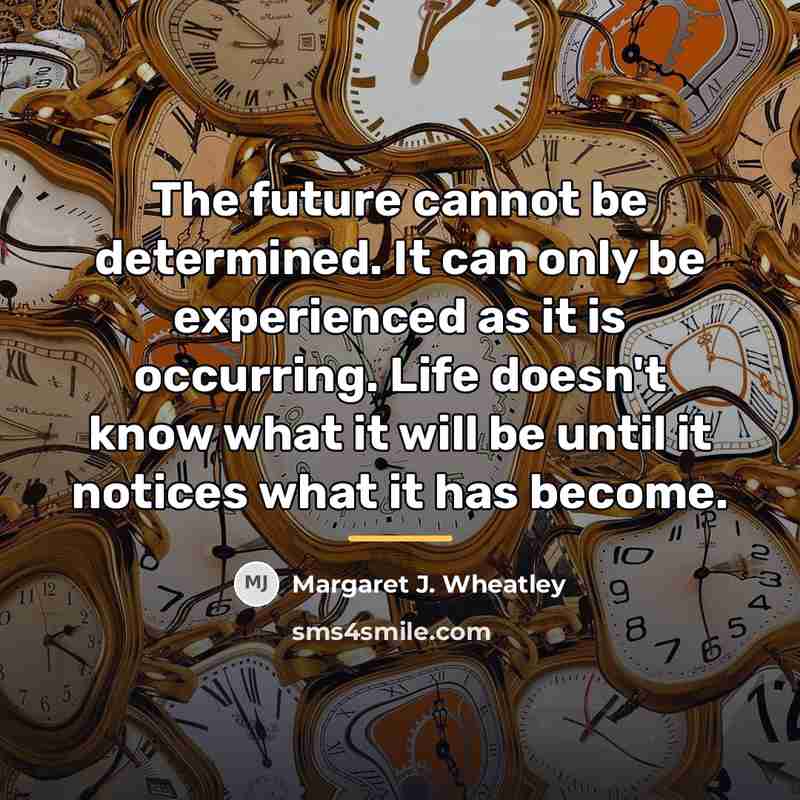 “The future cannot be determined. It can only be experienced…” quote by Margaret J. Wheatley