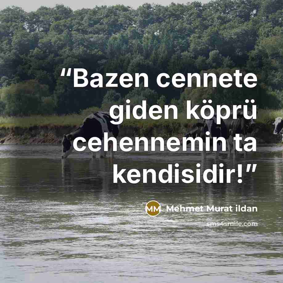 “Bazen cennete giden köprü cehennemin ta kendisidir!” quote by Mehmet Murat ildan