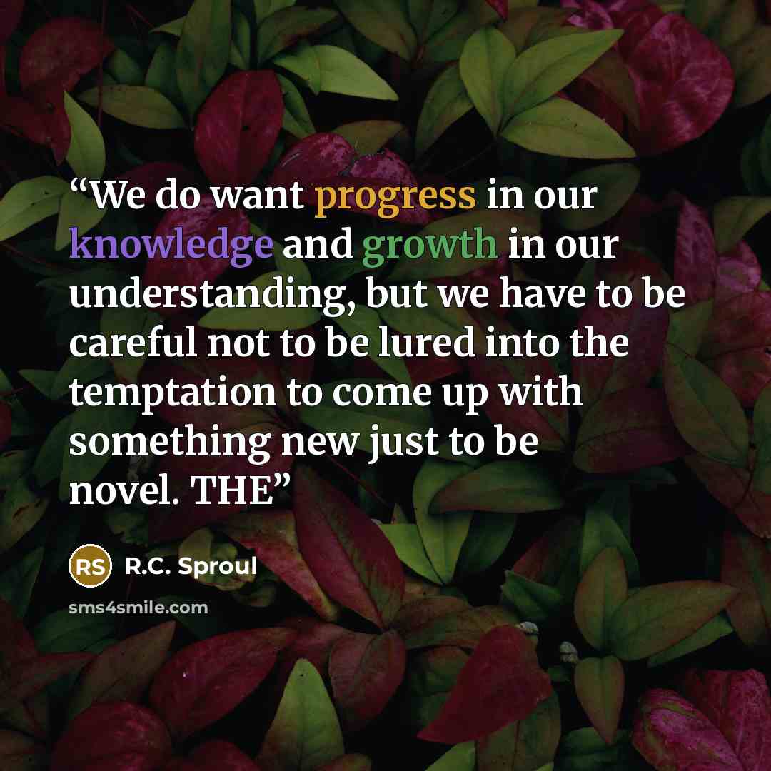 “We do want progress in our knowledge and growth in our understanding, but we have to be careful not to be lured into the temptation to come up with something new just to be novel. THE” quote by R.C. Sproul