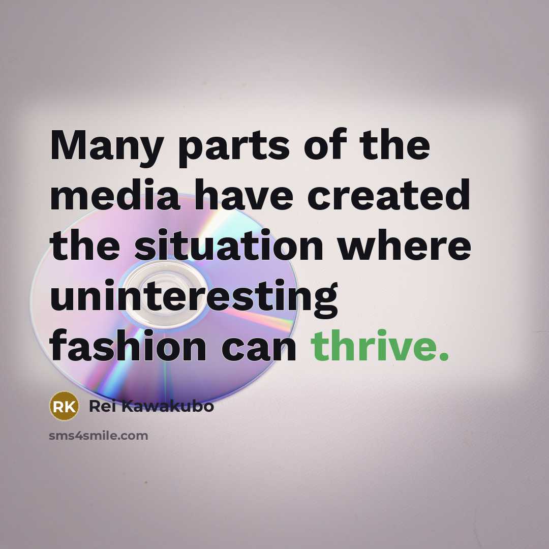 “Many parts of the media have created the situation where…” quote by Rei Kawakubo