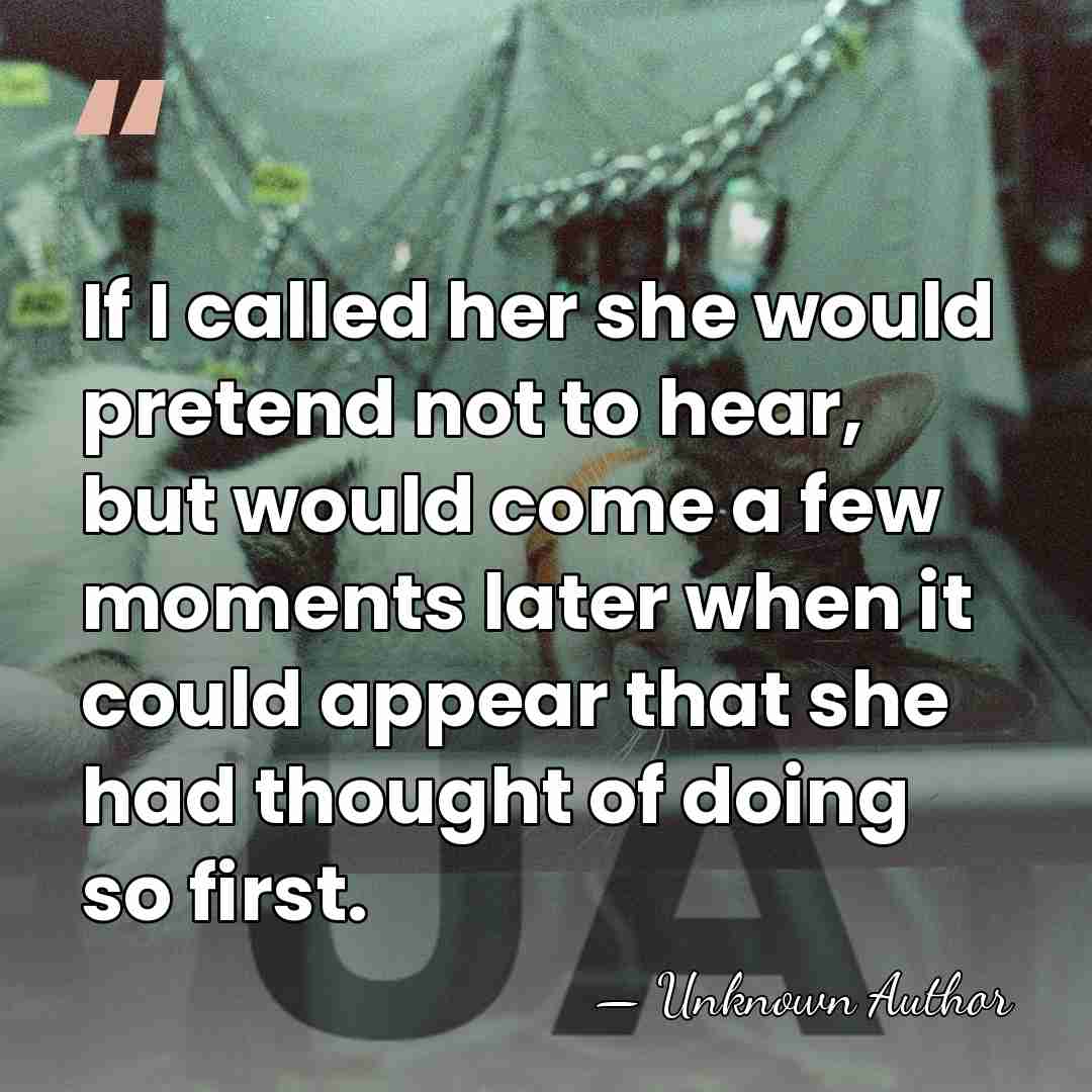 If I called her she would pretend not to hear, but would&hellip; - Unknown Author