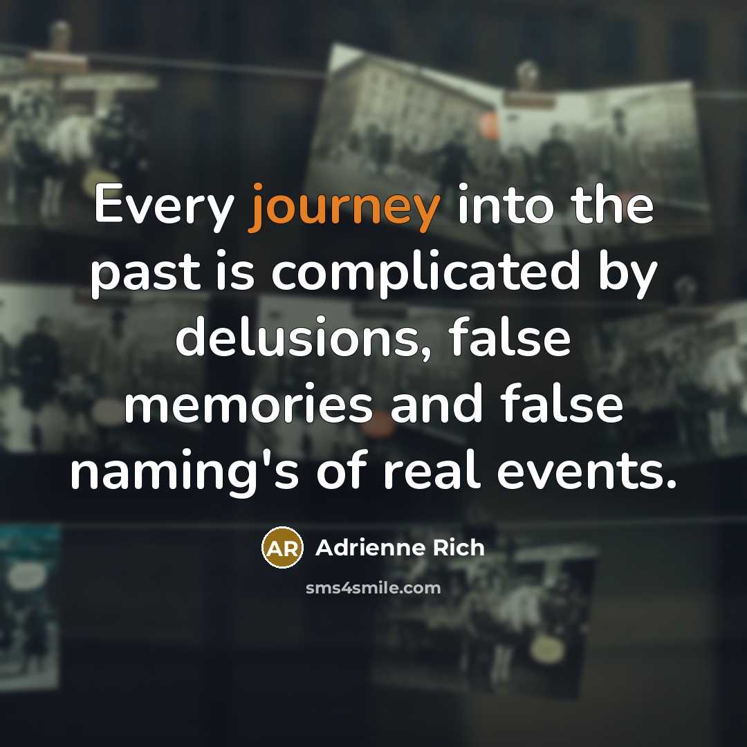 “Every journey into the past is complicated by delusions, false…” quote by Adrienne Rich