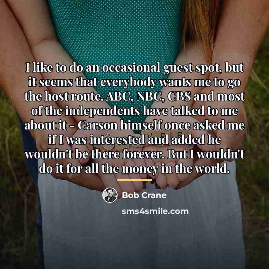 “I like to do an occasional guest spot, but it…” quote by Bob Crane