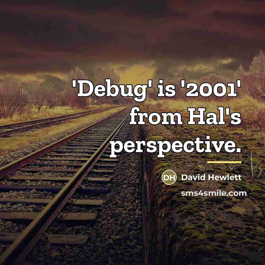 “'Debug' is '2001' from Hal's perspective.…” quote by David Hewlett