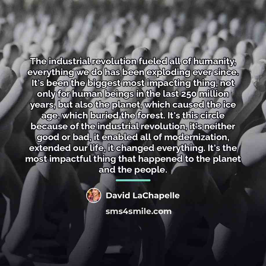 “The industrial revolution fueled all of humanity, everything we do…” quote by David LaChapelle