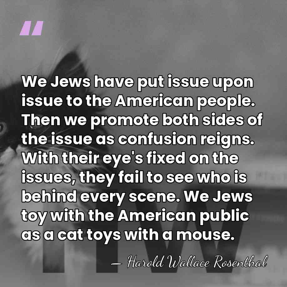 We Jews have put issue upon issue to the American people. Then&hellip; - Harold Wallace Rosenthal