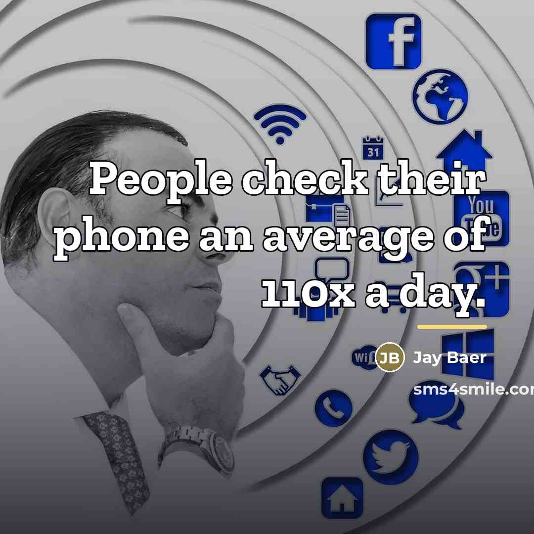 “People check their phone an average of 110x a day.…” quote by Jay Baer