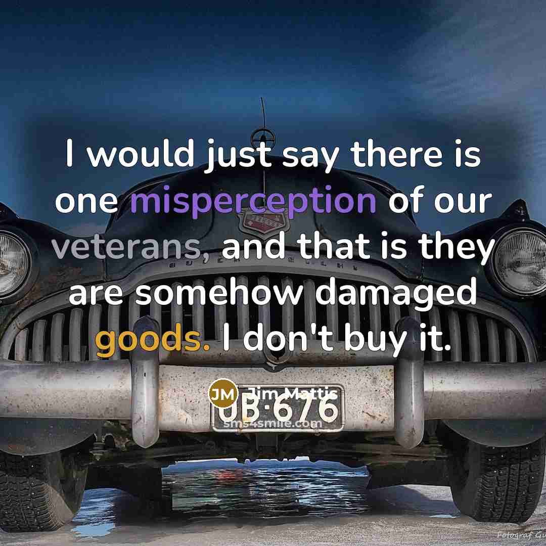 “I would just say there is one misperception of our veterans, and that is they are somehow damaged goods. I don't buy it.” quote by Jim Mattis