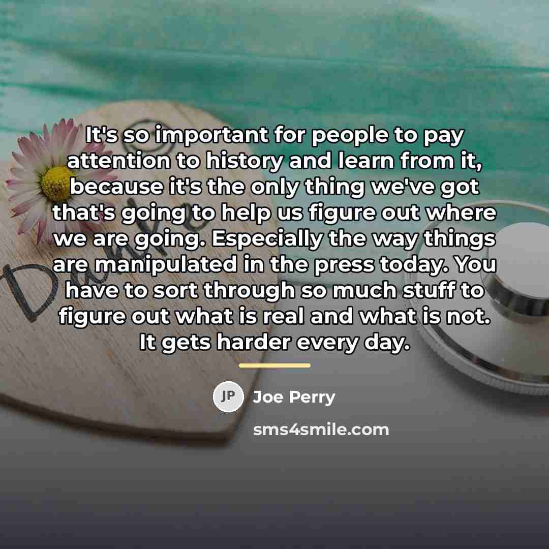 “It's so important for people to pay attention to history…” quote by Joe Perry