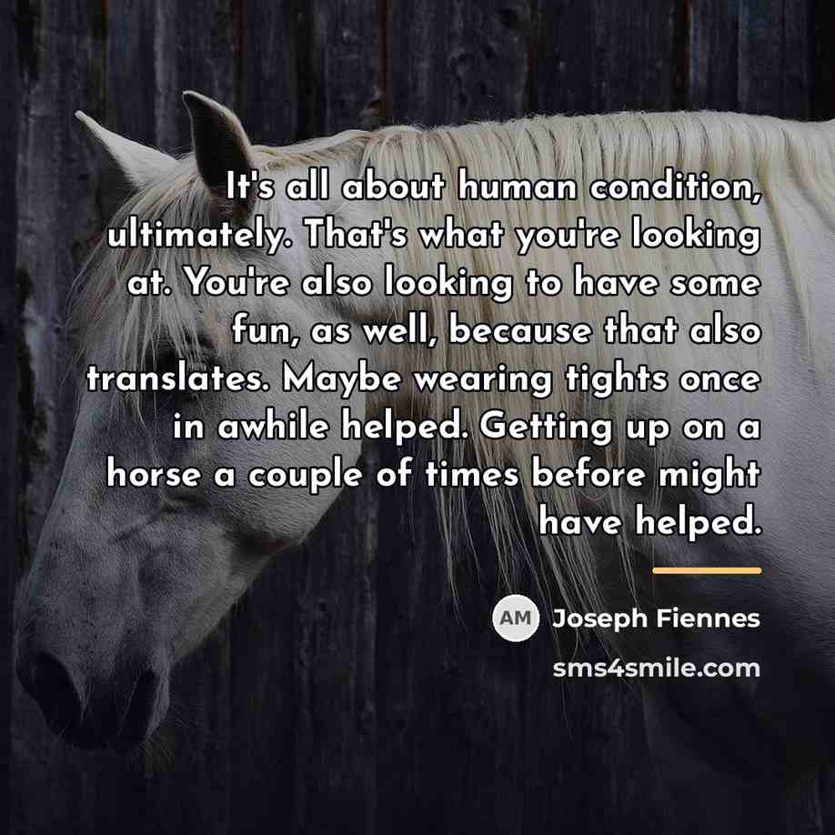 “It's all about human condition, ultimately. That's what you're looking…” quote by Joseph Fiennes