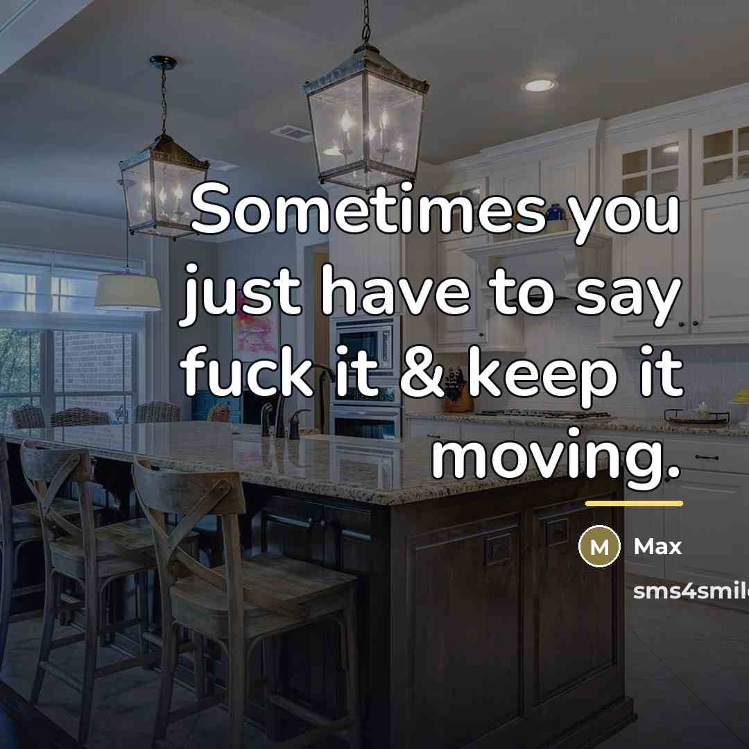 “Sometimes you just have to say fuck it & keep…” quote by Max