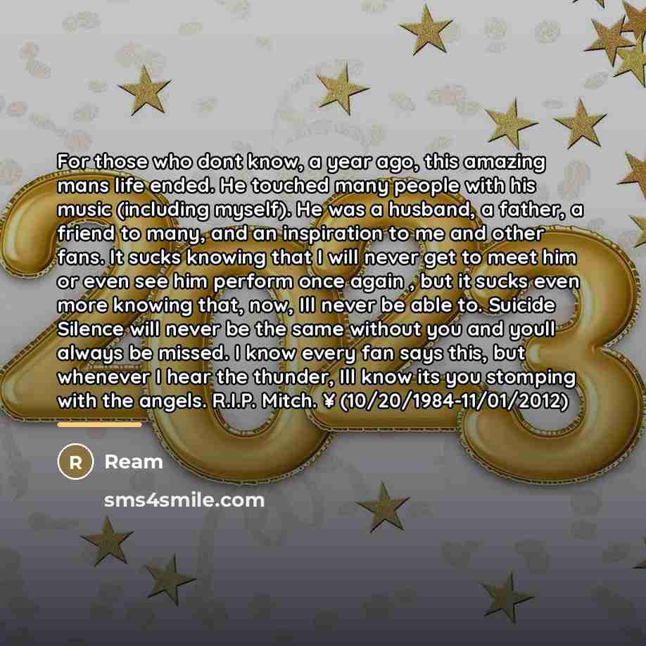 “For those who dont know, a year ago, this amazing…” quote by Ream