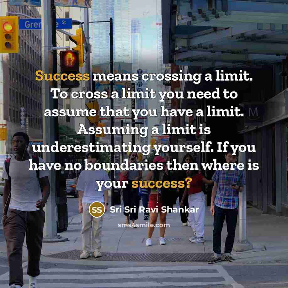 “Success means crossing a limit. To cross a limit you…” quote by Sri Sri Ravi Shankar