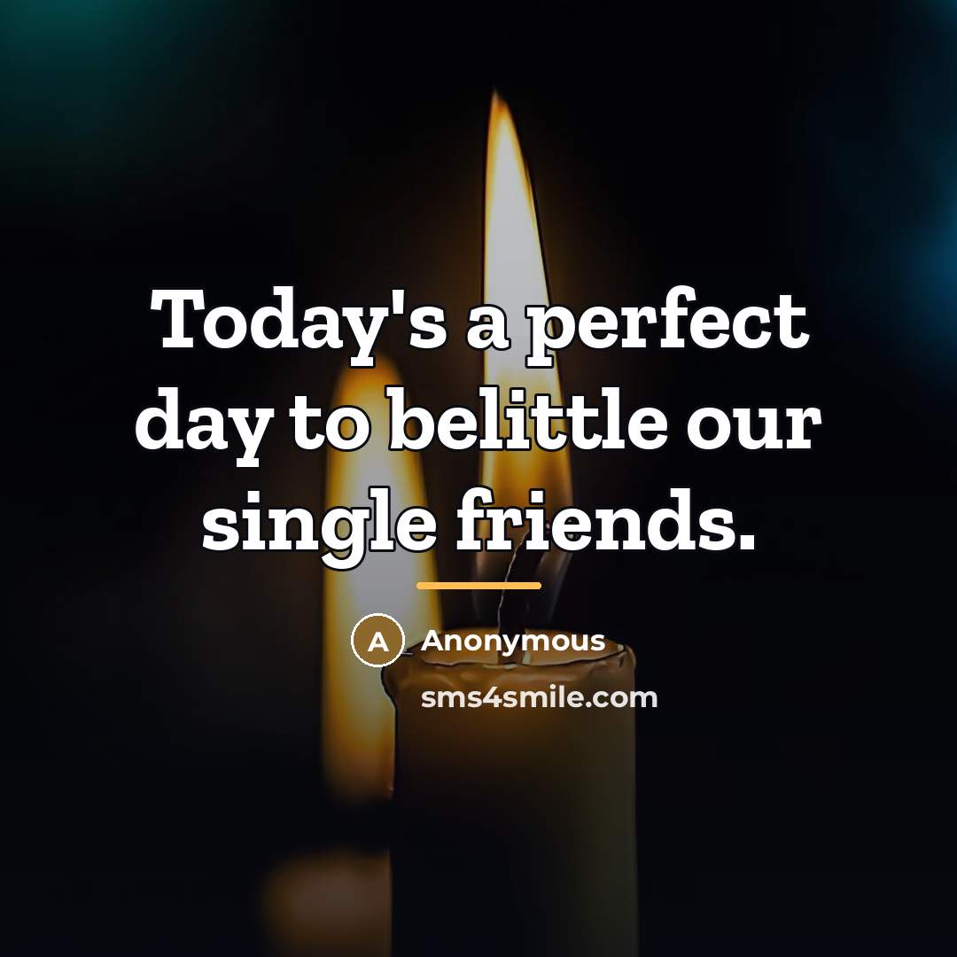 “Today's a perfect day to belittle our single friends.…” quote by Anonymous
