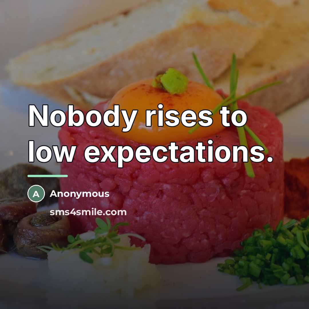 “Nobody rises to low expectations.…” quote by Anonymous