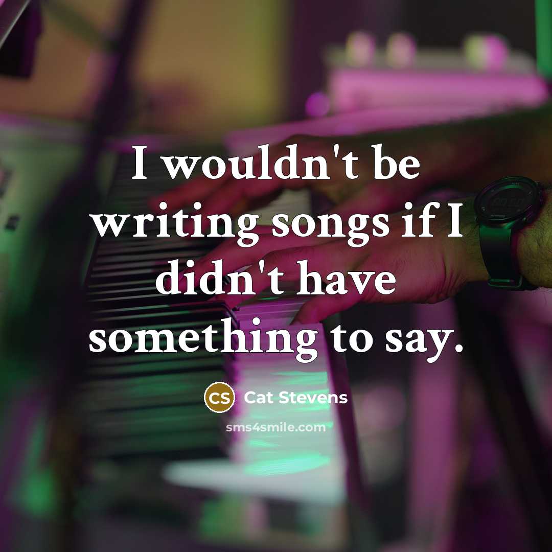 “I wouldn't be writing songs if I didn't have something…” quote by Cat Stevens
