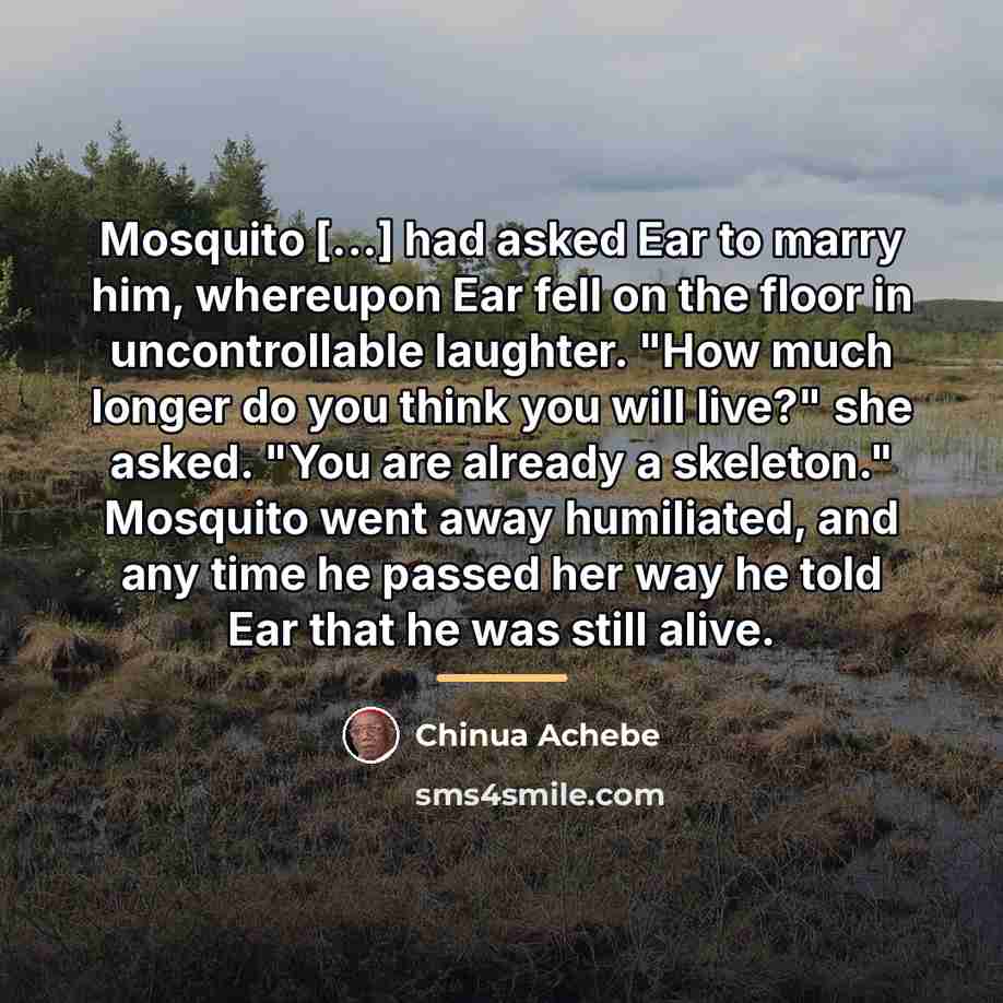 “Mosquito [...] had asked Ear to marry him, whereupon Ear…” quote by Chinua Achebe
