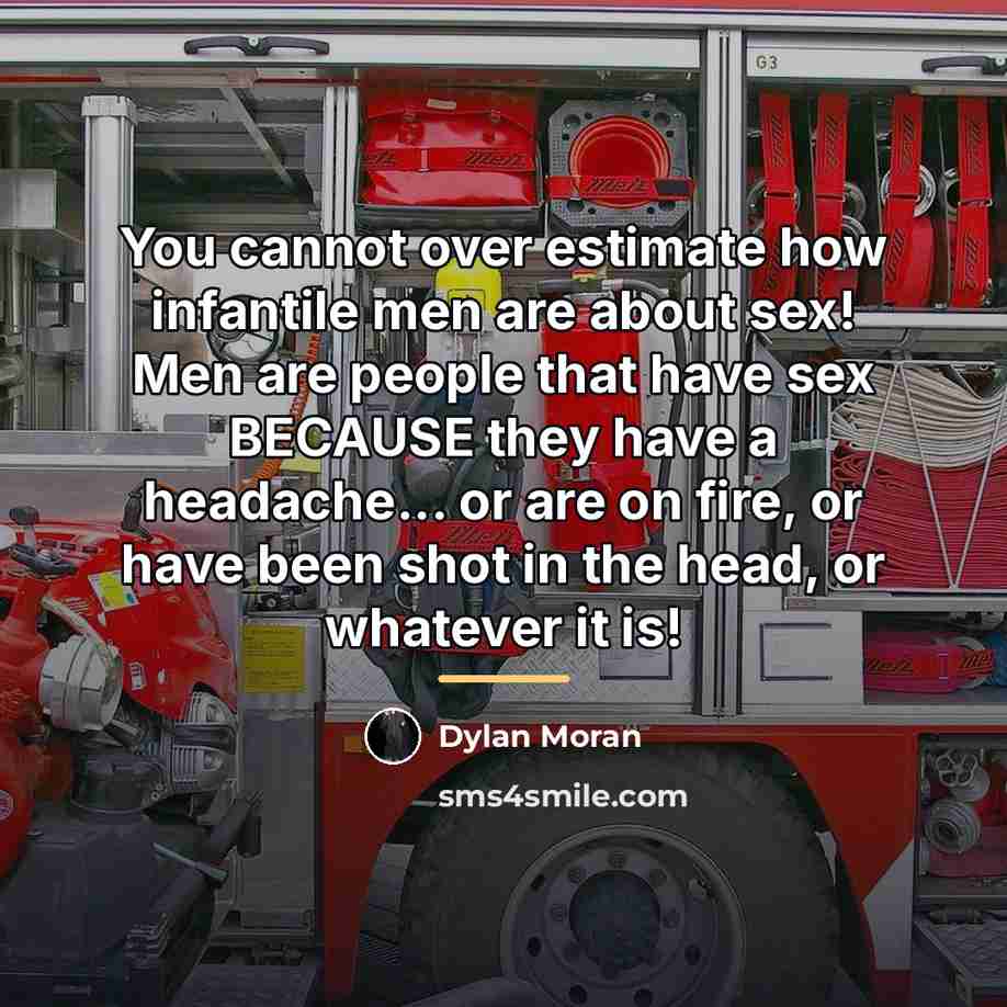 “You cannot over estimate how infantile men are about sex!…” quote by Dylan Moran