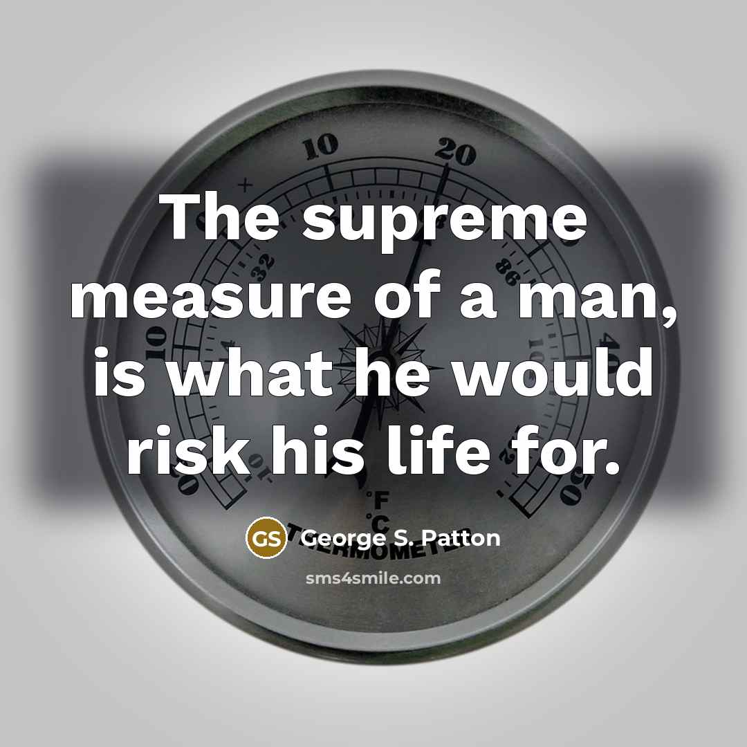 “The supreme measure of a man, is what he would…” quote by George S. Patton