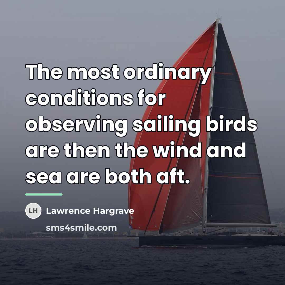 “The most ordinary conditions for observing sailing birds are then…” quote by Lawrence Hargrave
