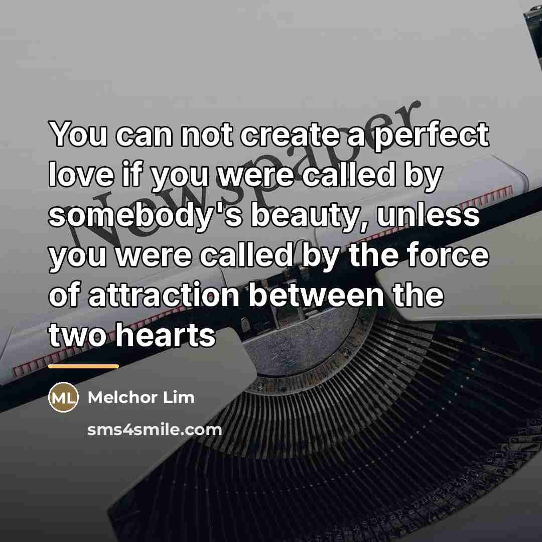 “You can not create a perfect love if you were…” quote by Melchor Lim