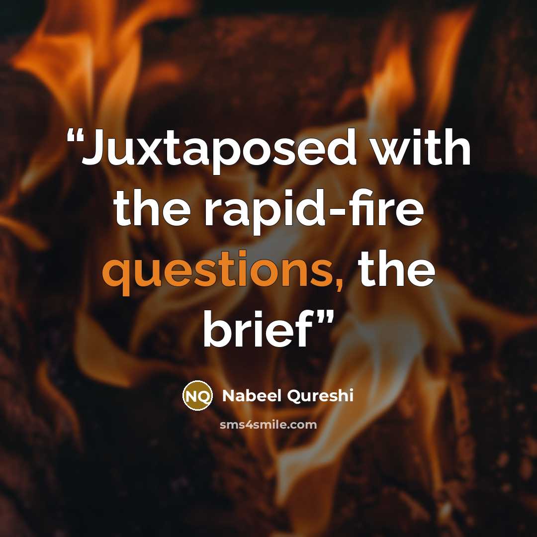 “Juxtaposed with the rapid-fire questions, the brief” quote by Nabeel Qureshi