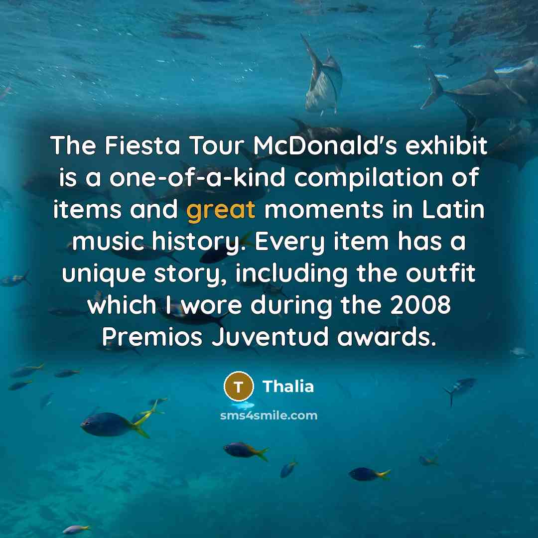 “The Fiesta Tour McDonald's exhibit is a one-of-a-kind compilation of…” quote by Thalia