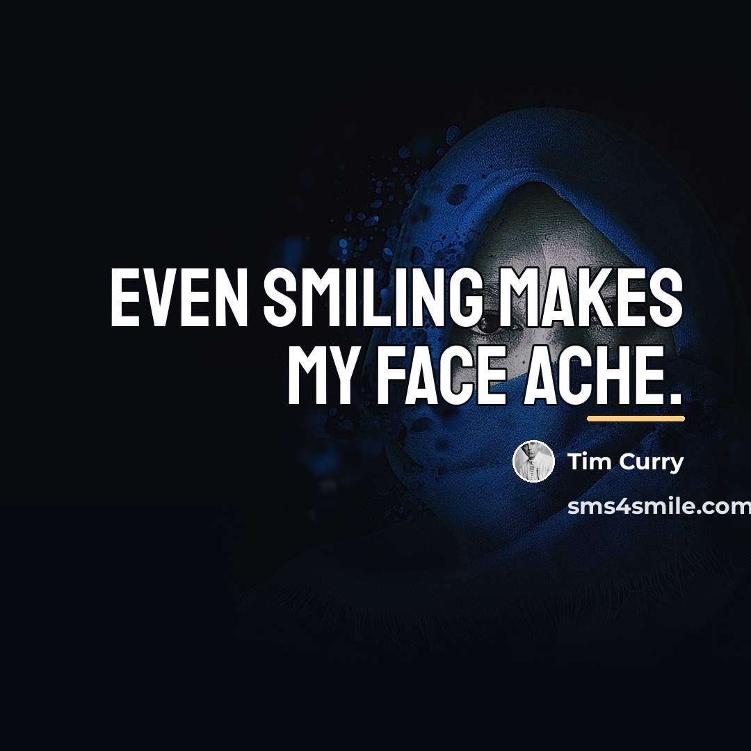 “Even smiling makes my face ache.…” quote by Tim Curry