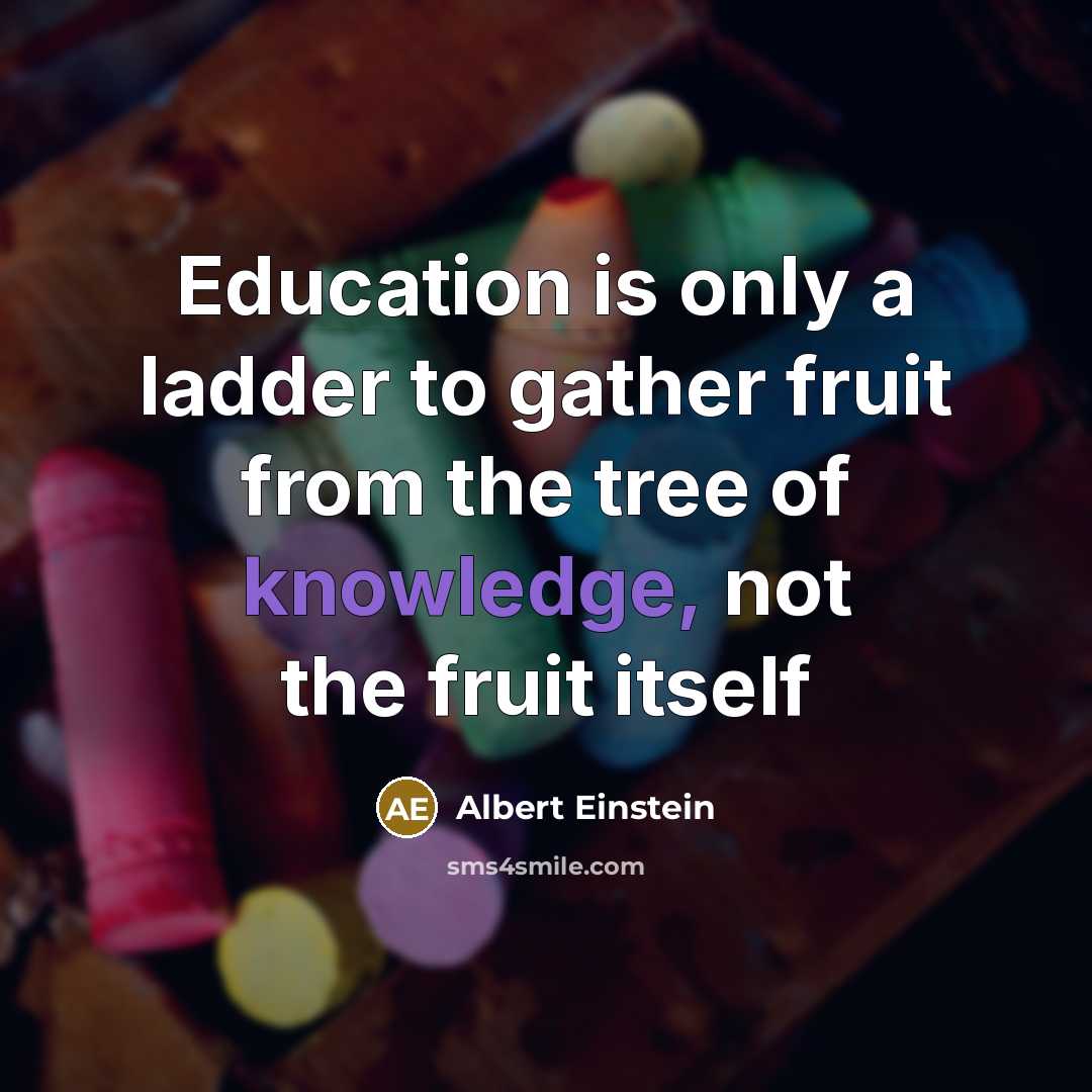 “Education is only a ladder to gather fruit from the tree of knowledge, not the fruit itself” quote by Albert Einstein