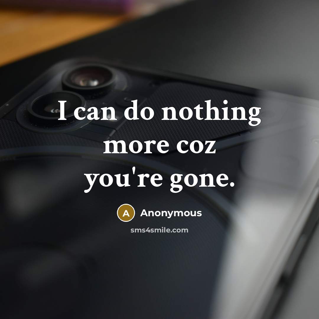 “I can do nothing more coz you're gone.…” quote by Anonymous