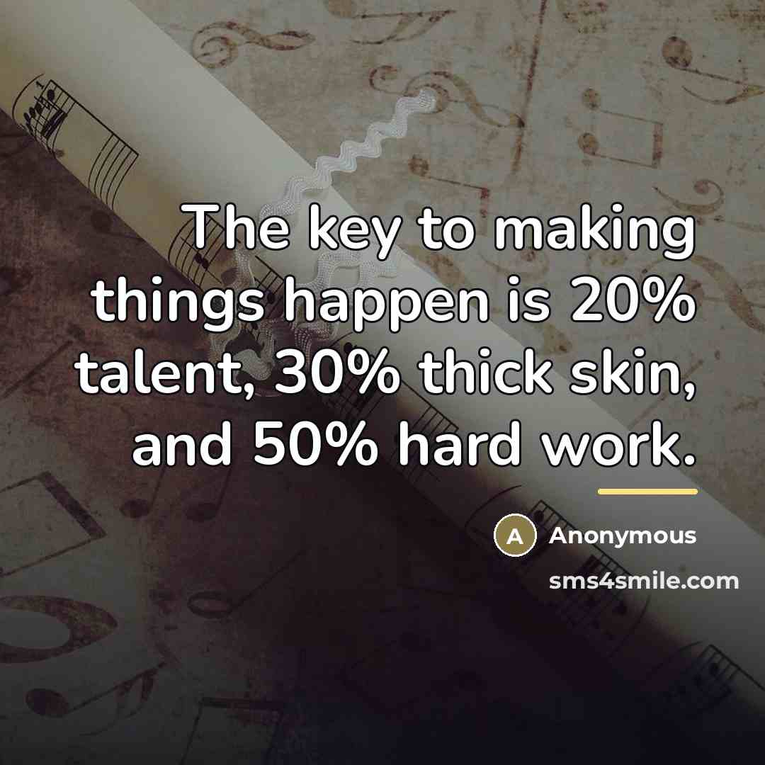“The key to making things happen is 20% talent, 30%…” quote by Anonymous
