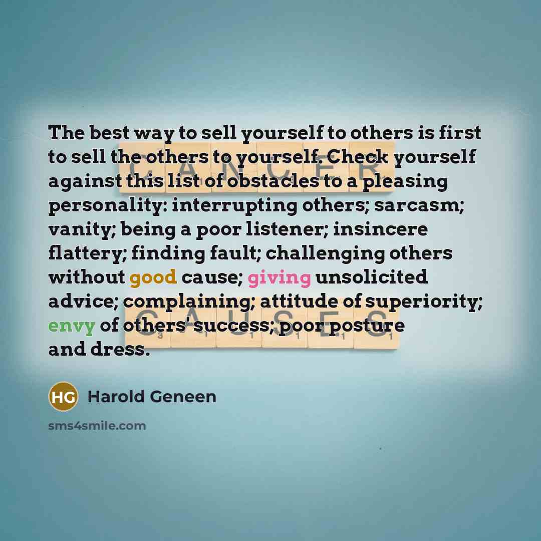 “The best way to sell yourself to others is first…” quote by Harold Geneen