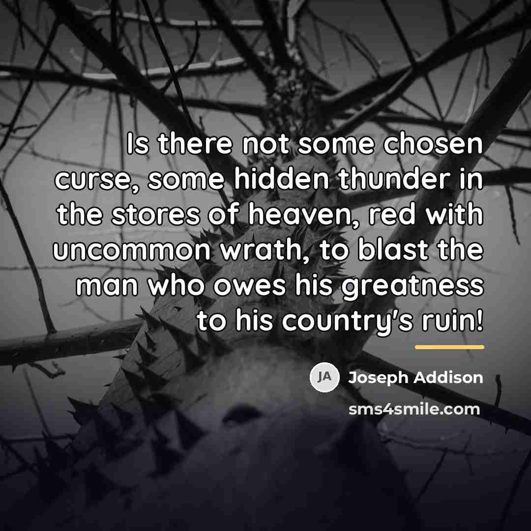 “Is there not some chosen curse, some hidden thunder in…” quote by Joseph Addison
