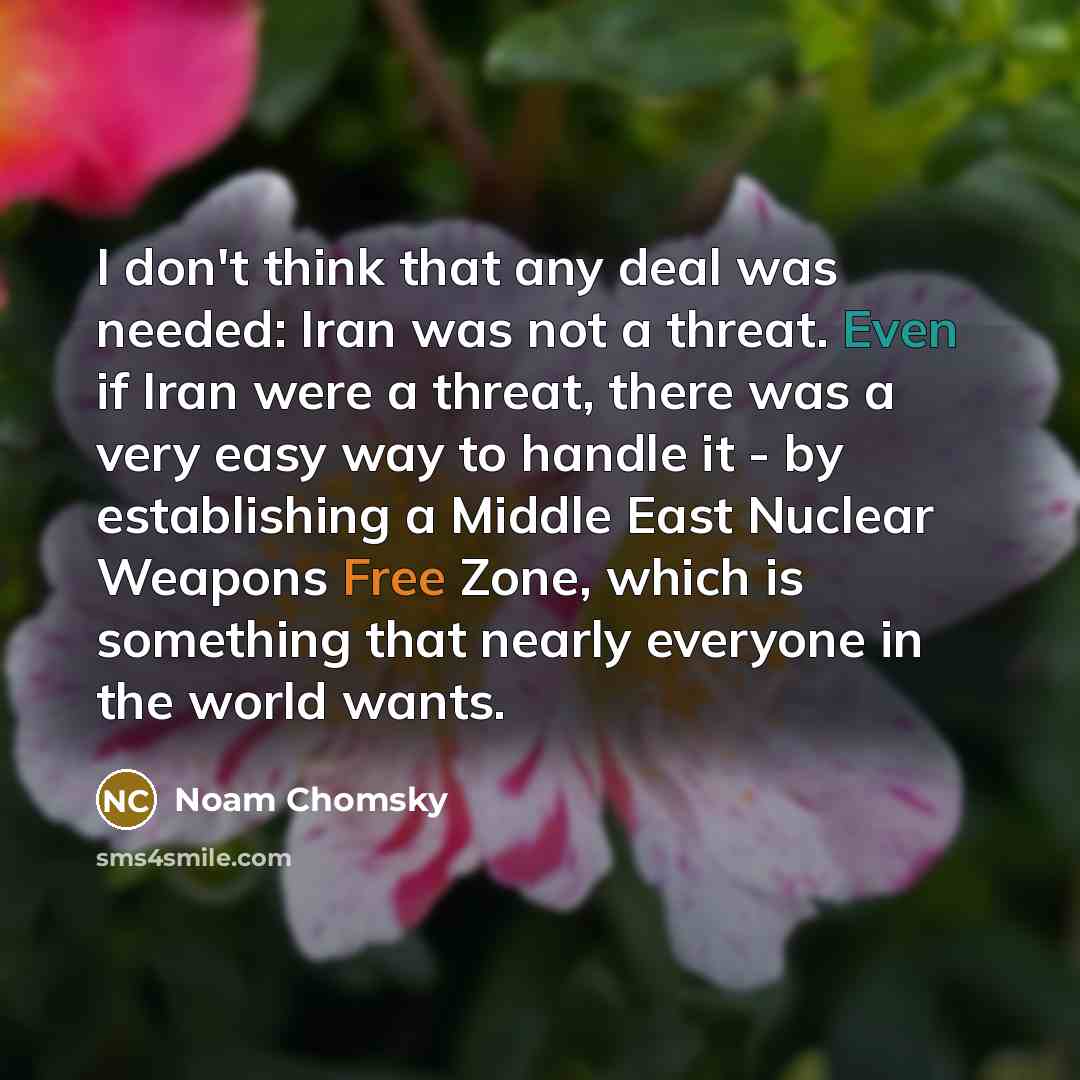“I don't think that any deal was needed: Iran was…” quote by Noam Chomsky