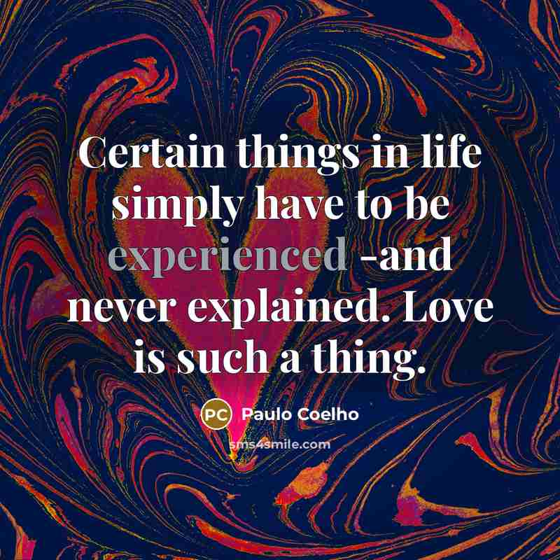 “Certain things in life simply have to be experienced -and…” quote by Paulo Coelho