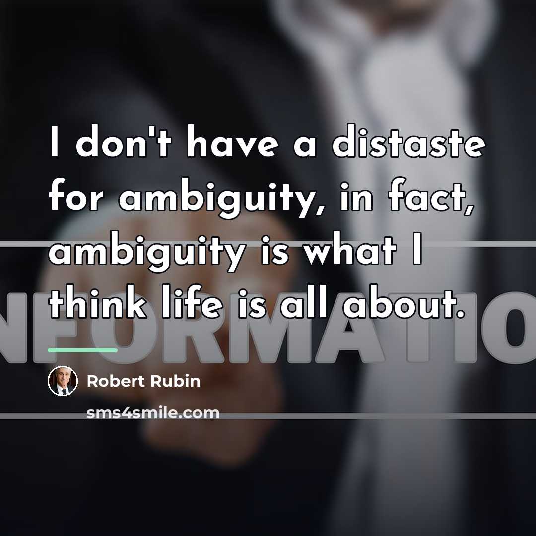 “I don't have a distaste for ambiguity, in fact, ambiguity…” quote by Robert Rubin