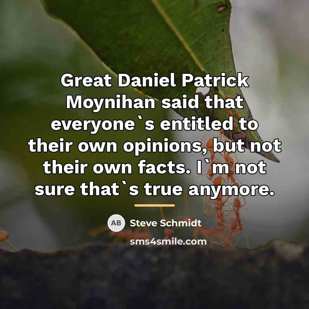 “Great Daniel Patrick Moynihan said that everyone`s entitled to their…” quote by Steve Schmidt