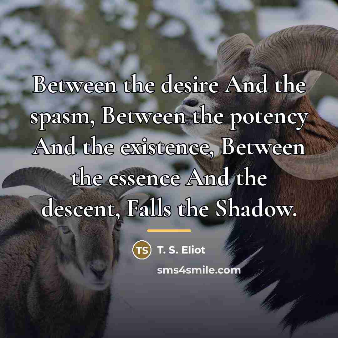 “Between the desire And the spasm, Between the potency And…” quote by T. S. Eliot