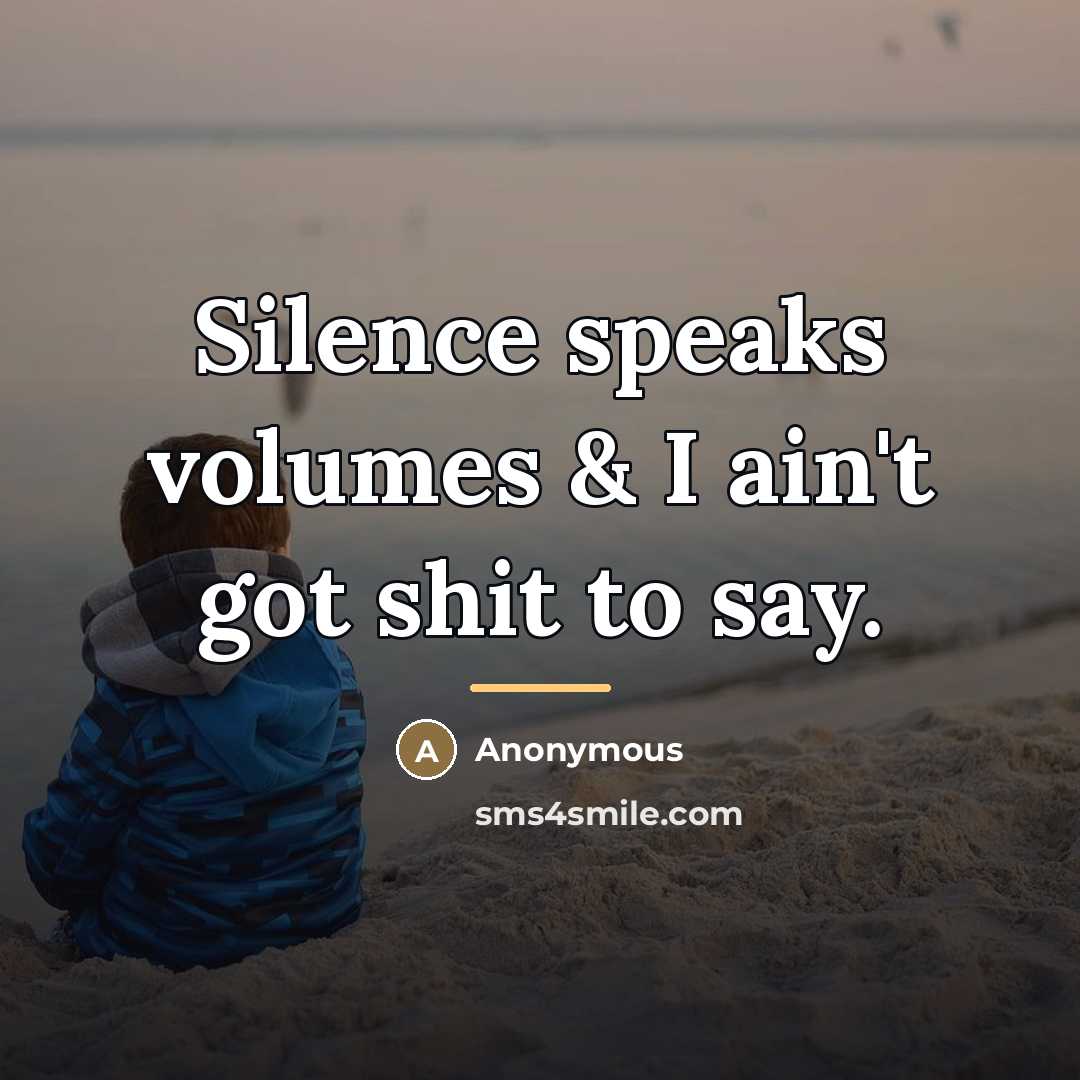 “Silence speaks volumes & I ain't got shit to say.…” quote by Anonymous