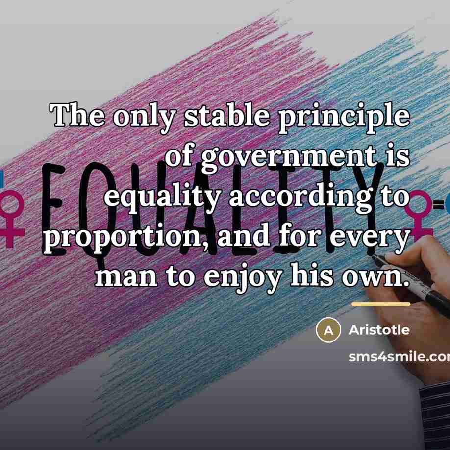 “The only stable principle of government is equality according to…” quote by Aristotle