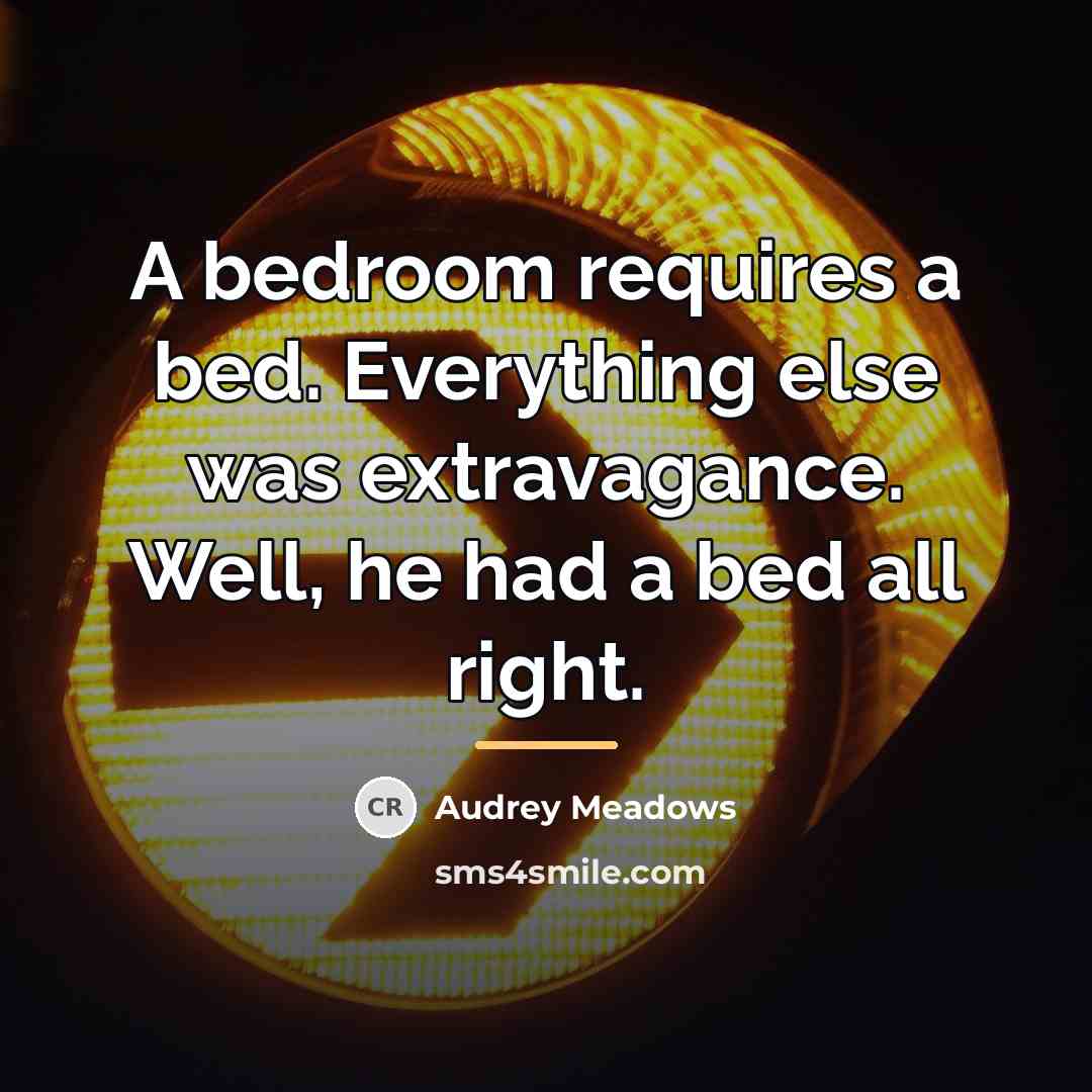 “A bedroom requires a bed. Everything else was extravagance. Well,…” quote by Audrey Meadows
