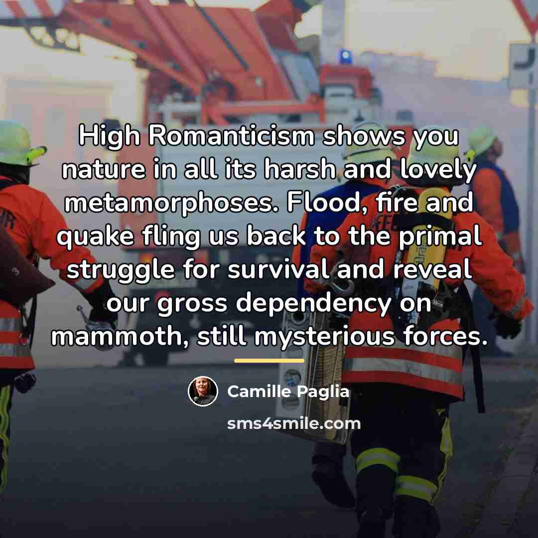 “High Romanticism shows you nature in all its harsh and…” quote by Camille Paglia